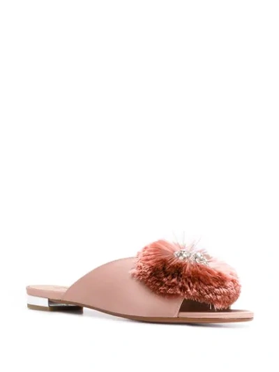 Shop Aquazzura Crystal Lotus Mules In Neutrals