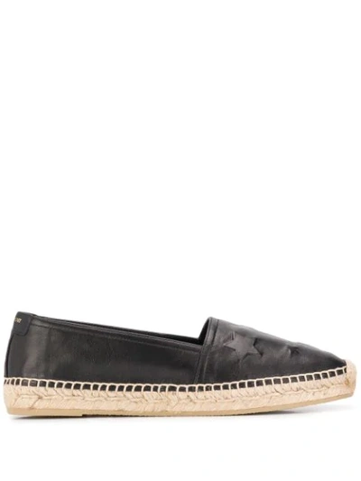 Shop Saint Laurent Star Embossed Espadrilles In 1000 Black