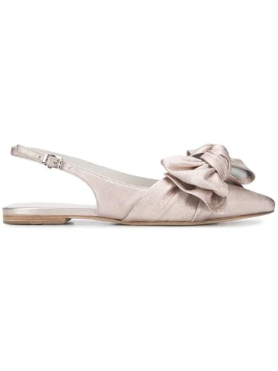 Shop Kennel & Schmenger Bow Detail Ballerinas In Neutrals