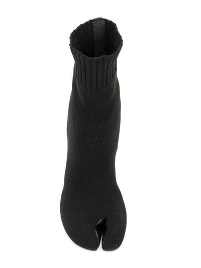 Shop Maison Margiela Tabi Knit Sock Boots In Black