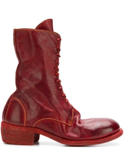 Shop Guidi Front Lace Boots - Red