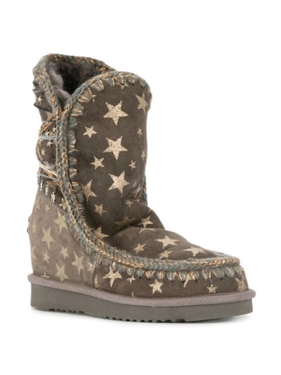 Shop Mou Eskimo Star Wedge Boots - Brown