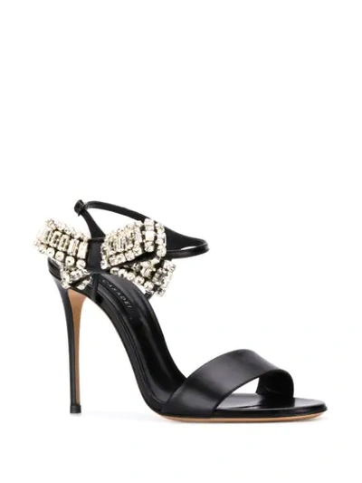Shop Casadei Bow Luxe Sandals In Black