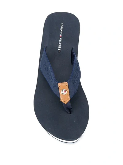 Shop Tommy Hilfiger Wedge Beach Sandals In Blue
