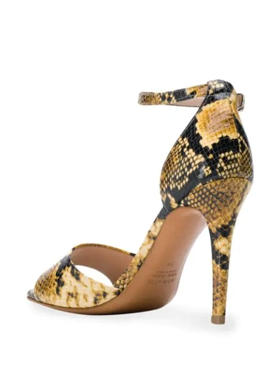 Shop Albano Snakeskin Print Sandals In Yellow