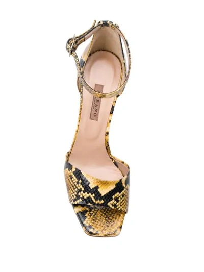 Shop Albano Snakeskin Print Sandals In Yellow