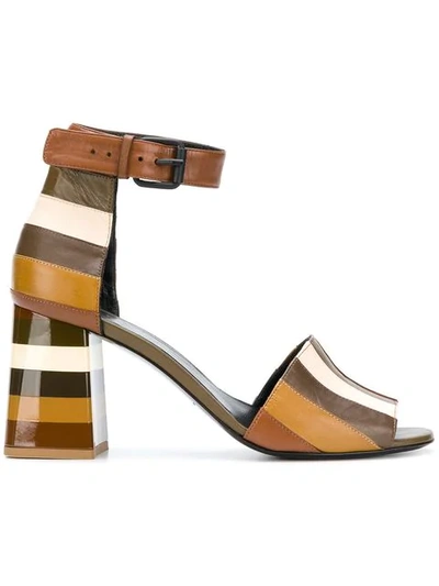 Shop Sonia Rykiel Striped Ankle Strap Sandals In Neutrals