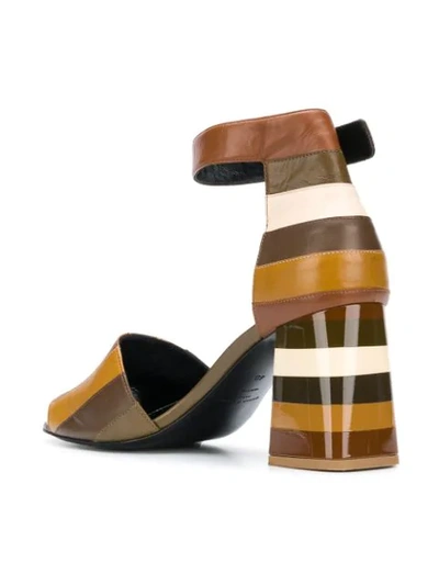Shop Sonia Rykiel Striped Ankle Strap Sandals In Neutrals