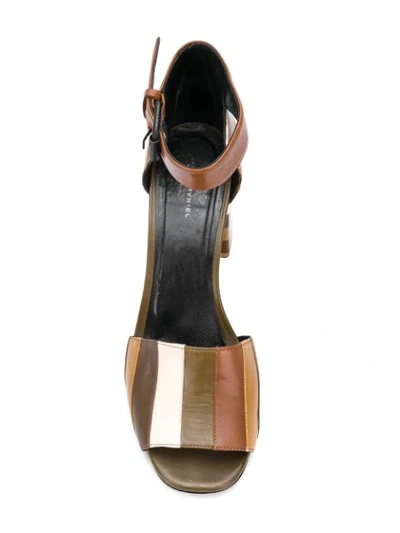 Shop Sonia Rykiel Striped Ankle Strap Sandals In Neutrals