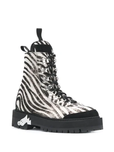 Shop Off-white Zebra Print Ankle Boots In Black