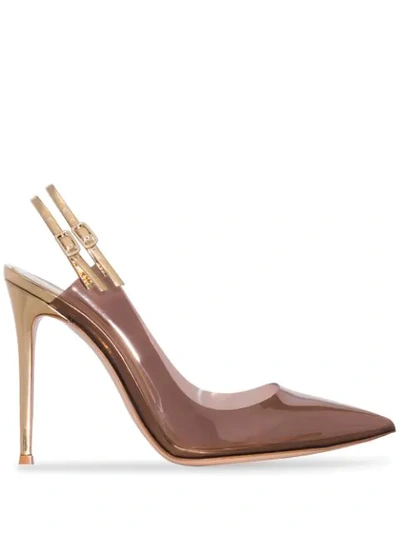 Shop Gianvito Rossi Double Slingback 105mm Pumps In Brown