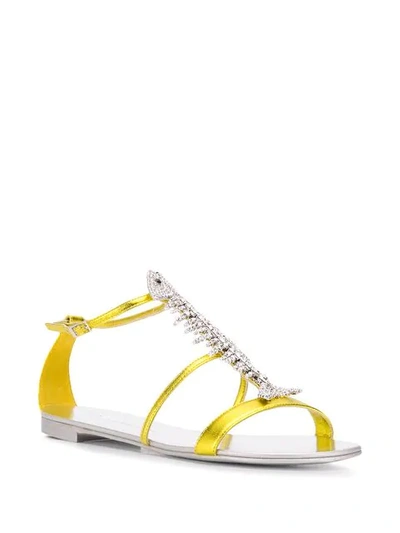 Shop Giuseppe Zanotti Slim Flat Sandals In Yellow