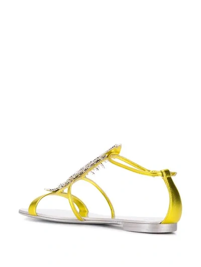 Shop Giuseppe Zanotti Slim Flat Sandals In Yellow