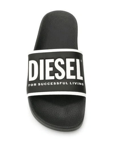 Shop Diesel Pantoletten Mit Logo-prägung In Black