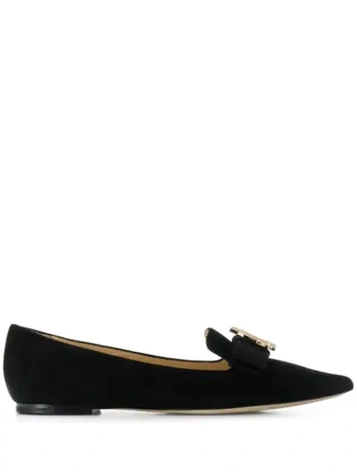 Shop Jimmy Choo Gala Pointed-toe Ballerina Shoes In Black