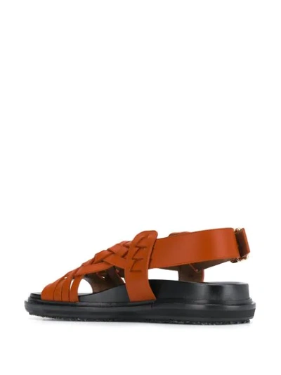 Shop Marni Intrecciato Leather Sandals In Orange