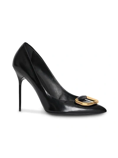 Shop Burberry The Patent Leather D-ring Stiletto In Black/gold