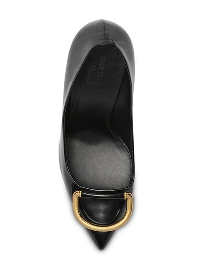 Shop Burberry The Patent Leather D-ring Stiletto In Black/gold