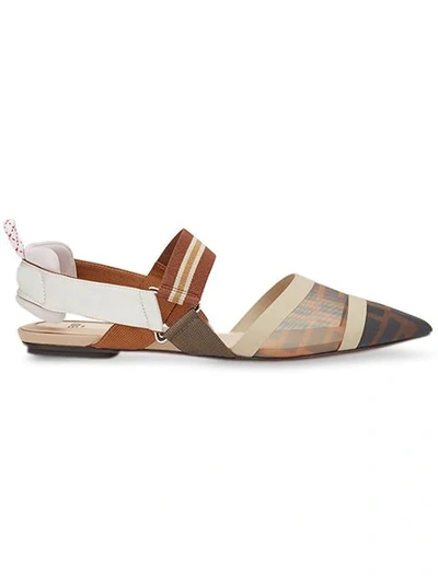 Shop Fendi Colibrì Ff Motif Slingback Ballerina Shoes In Brown