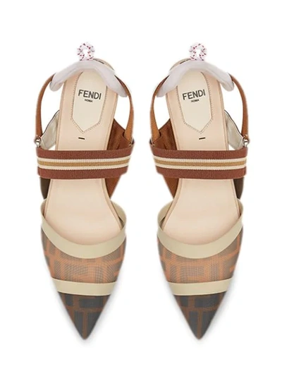 Shop Fendi Colibrì Ff Motif Slingback Ballerina Shoes In Brown