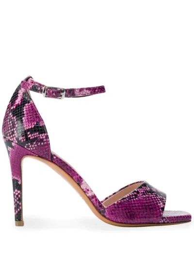 Shop Albano Snakeskin Print Sandals In Pink