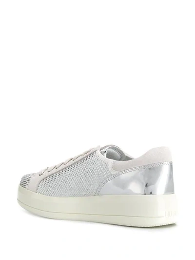 Shop Liu •jo Embellished Metallic Sneakers In White