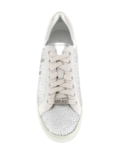 Shop Liu •jo Embellished Metallic Sneakers In White