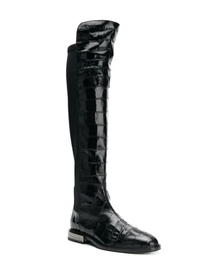 Shop Alberto Gozzi Embossed Detail Boots - Black