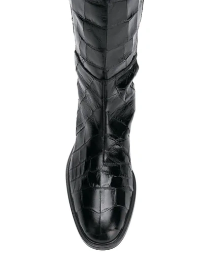 Shop Alberto Gozzi Embossed Detail Boots - Black