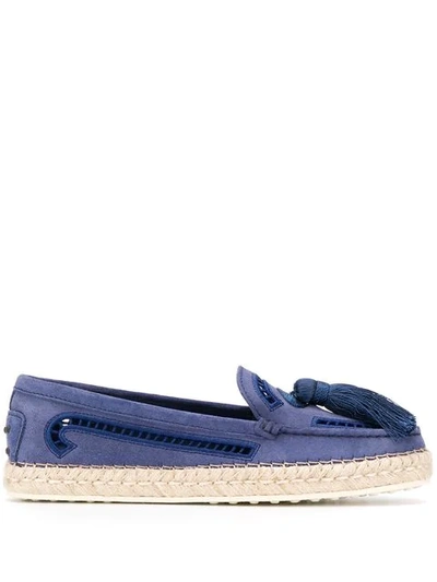 Shop Tod's Tassel Espadrilles In Blue