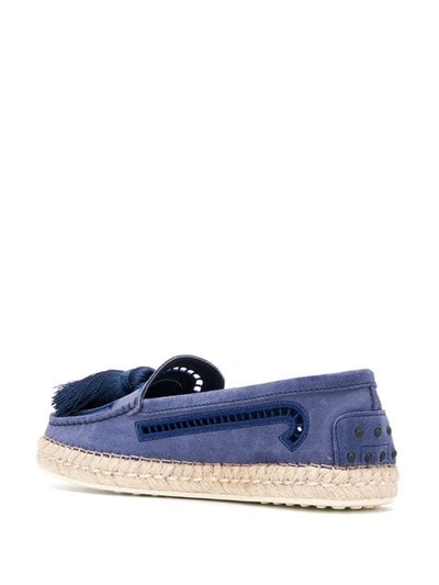 Shop Tod's Tassel Espadrilles In Blue