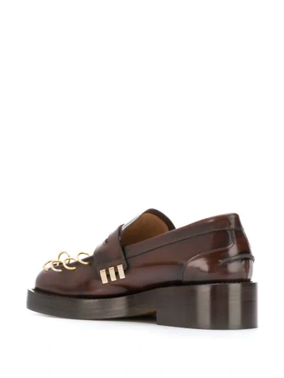 Shop Marni Ring-detail Loafers In Brown