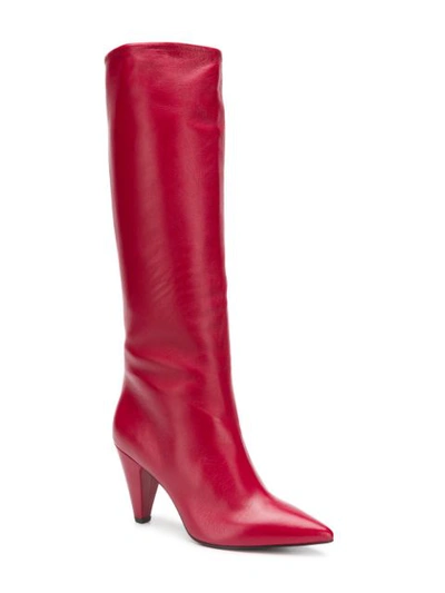 Shop The Seller Mid-calf Heeled Boots - Red