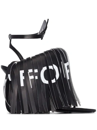 Shop Off-white Fringed 110mm Sandals In Black