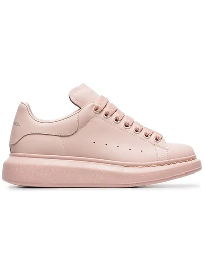 ALEXANDER MCQUEEN BABY PINK CHUNKY LOW TOP LEATHER SNEAKERS - 粉色