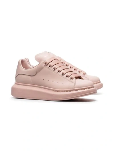 ALEXANDER MCQUEEN BABY PINK CHUNKY LOW TOP LEATHER SNEAKERS - 粉色