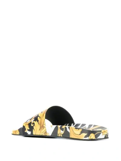 Shop Versace Baroque Print Pool Slides In Black