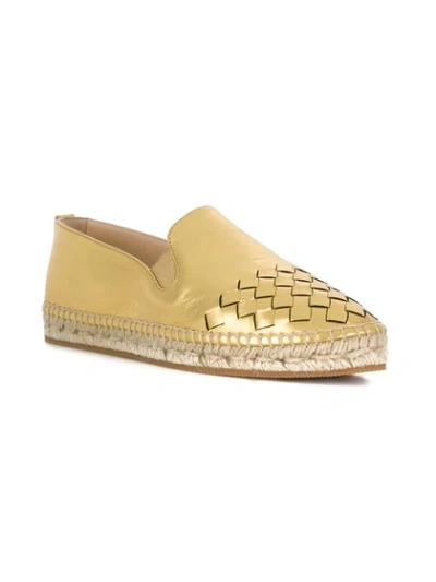 Shop Bottega Veneta Intrecciato Espadrilles In Metallic