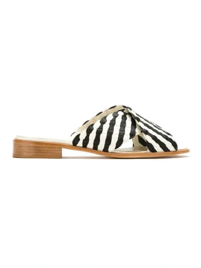 Shop Sarah Chofakian Leather Flat Sandals In Vegetalpto/marfim