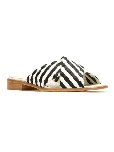Shop Sarah Chofakian Leather Flat Sandals In Vegetalpto/marfim