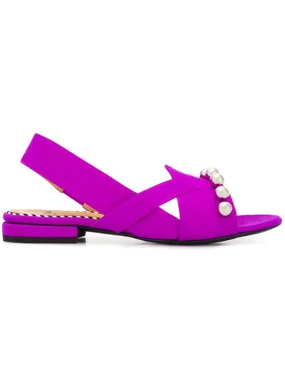Shop Toga Suede Sandals In Purple