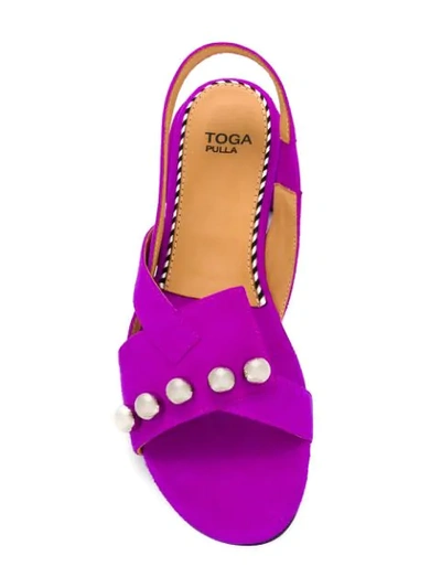 Shop Toga Suede Sandals In Purple