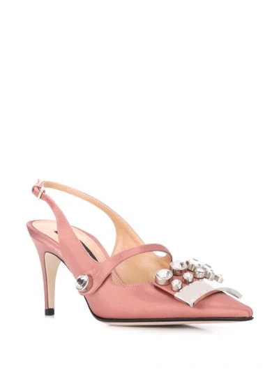 Shop Sergio Rossi Crystal Studded Slingback Pumps In Pink