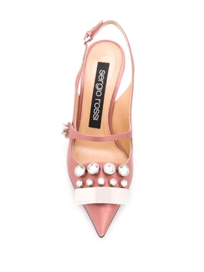 Shop Sergio Rossi Crystal Studded Slingback Pumps In Pink