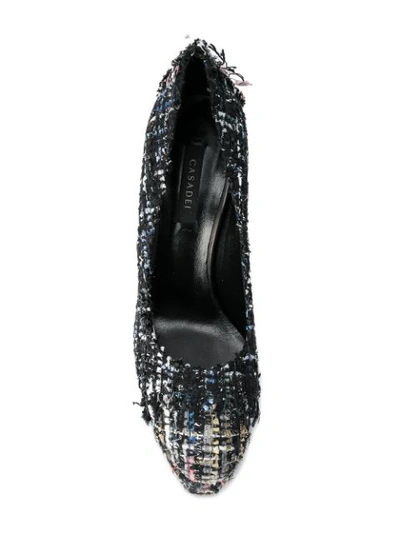 Shop Casadei Tweed Platform Pumps - Black