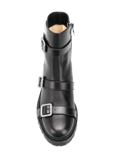 Shop Jimmy Choo Hank Jewel Buckle Boots In Black