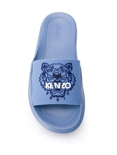 Shop Kenzo Tiger Slides In Blue