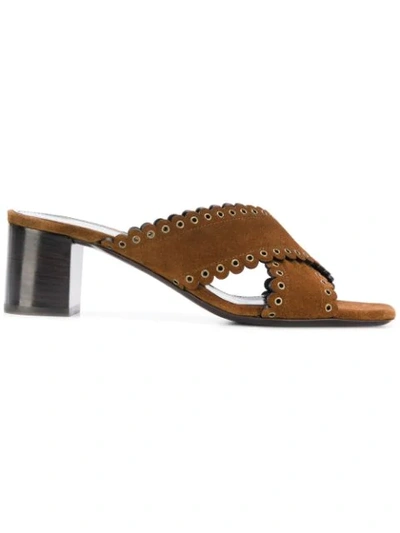 Shop Saint Laurent Loulou Mules In Brown