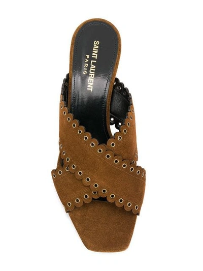 Shop Saint Laurent Loulou Mules In Brown