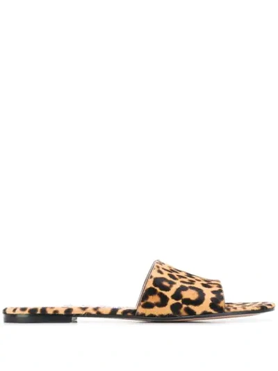 Shop Gianvito Rossi Leopard Print Slip-on Sandals In Neutrals